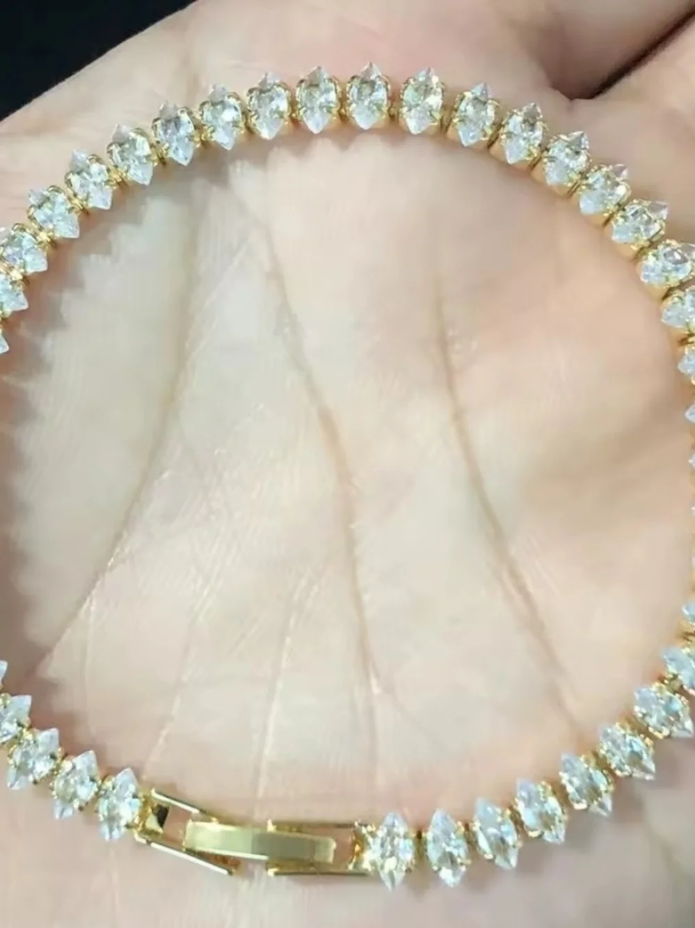 Gold Tone Crystal Tennis Bracelet - Women Jewelry - Picture 2 of 5